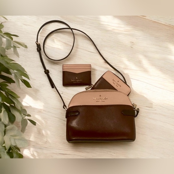 kate spade Handbags - Kate Spade In Rose Smoke ( Burgandy & Pink ) Crossbody Bag Set.